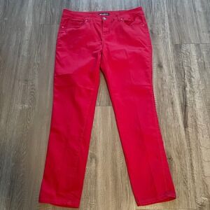 Blue Faith Womens Pants Size 14 Red Cotton Blend Stretch Straight Leg Rhinestone